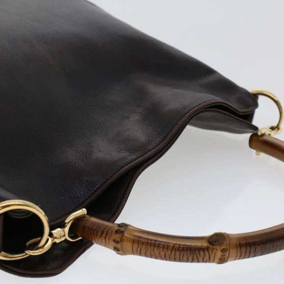GUCCI Bamboo Hand Bag Leather 2way Dark Brown 01 1638 200047 Auth 49450 - Picture 6 of 16